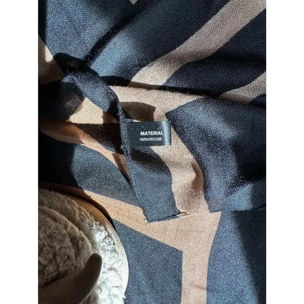 MISSLOOK Black and Bronze Geometric Wrap Scarf